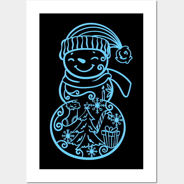 Full bodied snowman with winter Wall Art by holidaystore